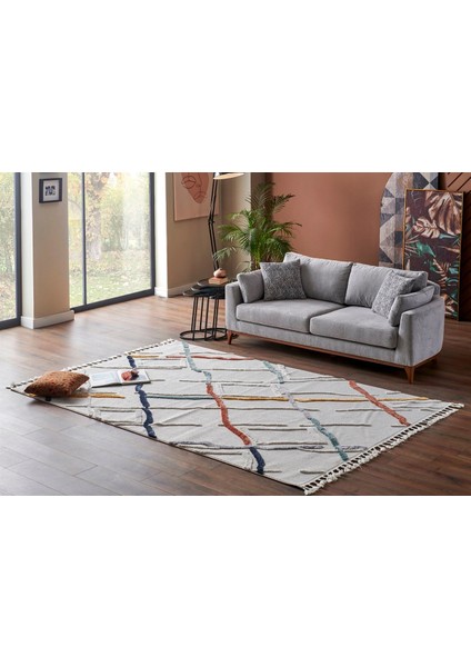 Terazzo Koleksiyonu Hav Toz Vermez Etnik Modern Desenli Yumuşak Halı TRZ03 Renkli