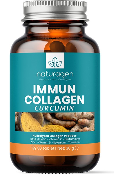 Immun Curcumin Zerdaçal - Beta Glukan - Bitamin A-B6-B12-C-D3-E - Selenyum - Çinko 30'lu Tablet