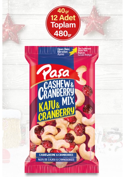 Paşa Kuruyemiş Çiğ Kaju & Turna Yemişi 40 gr x 12 Adet (Toplam 480 Gr)