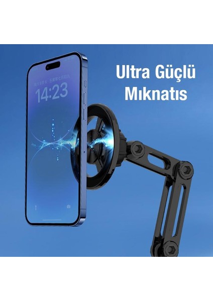 Süper Manyetik Pro Magsafeli Manyetik Araç Içi Telefon Tutucu Torpido Üstü Nano Yapışkanlı