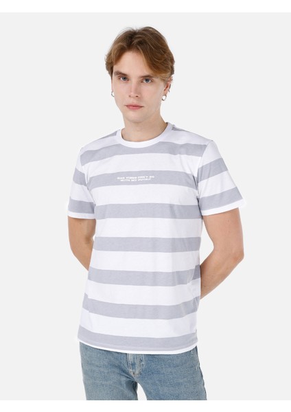 Regular Fit Yuvarlak Yaka Erkek Gri Kısa Kol Tişört Cl1067726