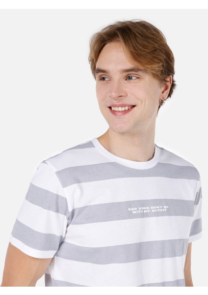 Regular Fit Yuvarlak Yaka Erkek Gri Kısa Kol Tişört Cl1067726