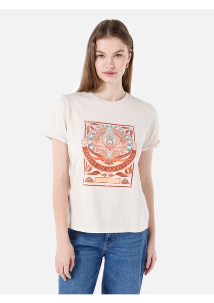 Ekru Kadın Tshirt K.kol