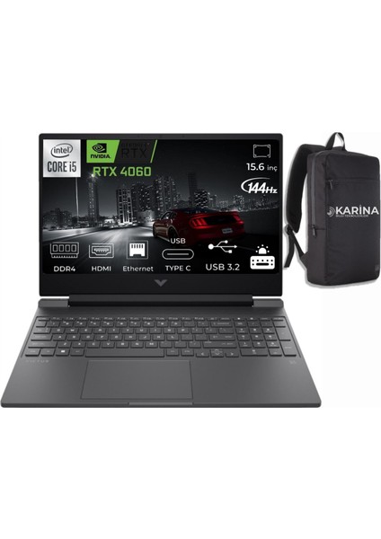 Victus Gaming 15 Intel Core I5 12500H 24GB 1tb SSD RTX4060 WIN11 Pro 15.6" Taşınabilir Bilgisayar B03C7EA-24