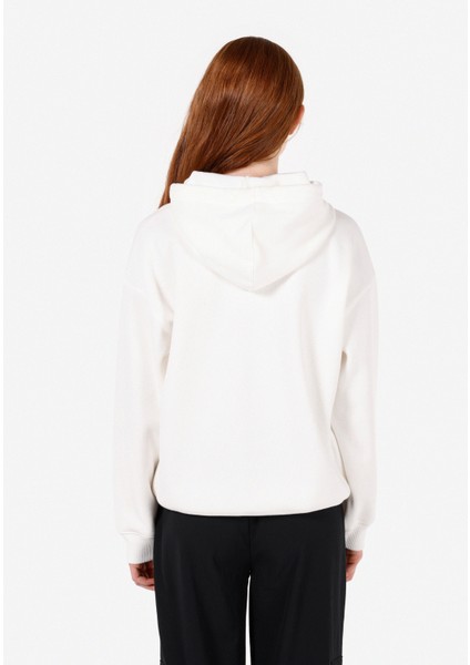 Regular Fit Kapüşonlu Kadın Beyaz Sweatshirt Cl1071110