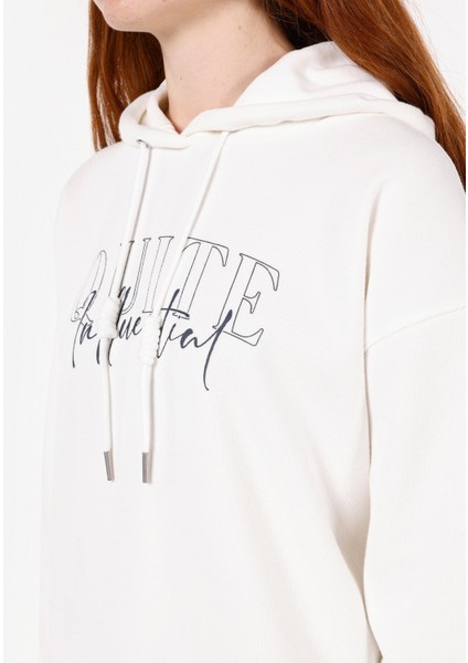 Regular Fit Kapüşonlu Kadın Beyaz Sweatshirt Cl1071110