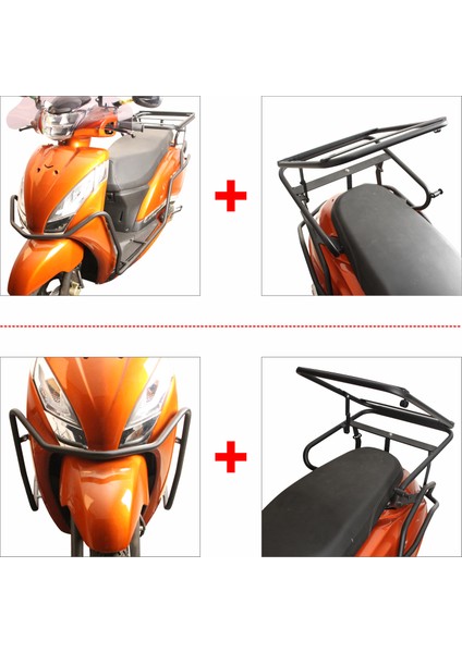 Tvs Jupiter 110/125 2023-2024 Uyumlu Motor Koruma Demiri ve Damperli Çanta Demiri Seti Siyah
