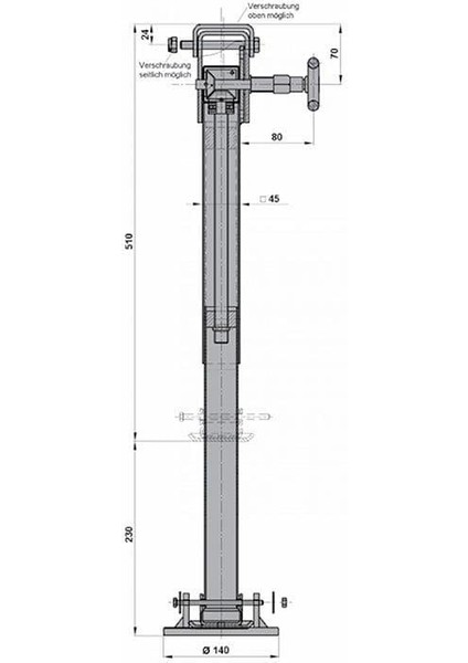 45° Dönen Karavan Pivot Destek Ayağı 500 kg 510MM-740MM