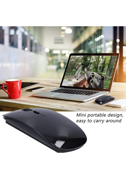 Slim İnce MOUSE Piano Black Parlak Siyah Kablosuz Optik Fare Maus 2.4Ghz