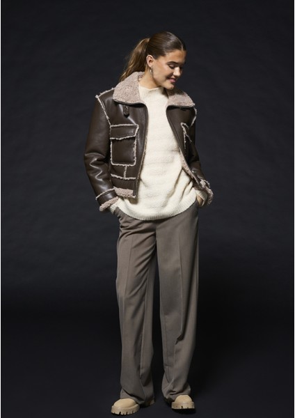 Kadın Içi Kürklü Deri Ceket - 15325920