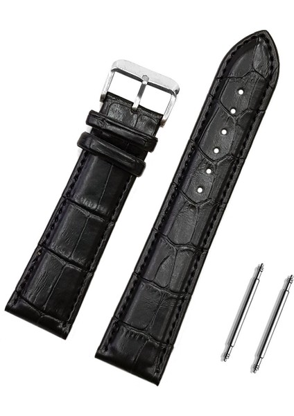 22MM Siyah Kroko Kol Saati Kordonu Kayış