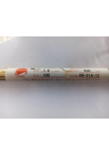 Edm Ziyang Matkap Pirinç Elektrot Tüp Edm Pirinç Elektrot Delik Delme 1.0MM/400MM/100 Adet 06-21A-15
