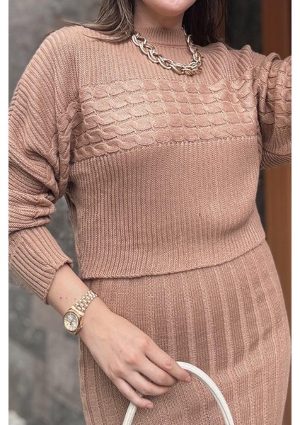 Premium Kumaş Croplu Ikili Triko Takım modelleri