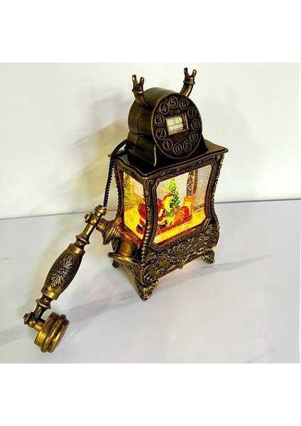 Nostaljik Telefon, Müzik Fonksiyonlu, LED Işıklı ve Hareketli Kar, Noel Baba'nın Gelişinin Gizemi, Bronz Kahverengi 32X17X8 cm