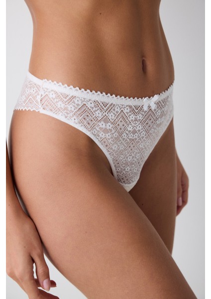 Lotus Lace Dantel Beyaz Brazilian Külot