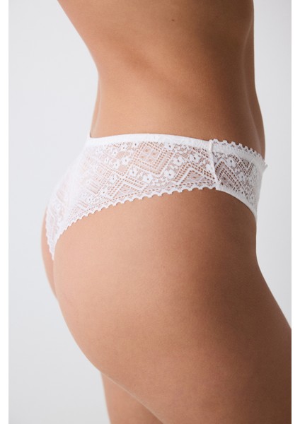 Lotus Lace Dantel Beyaz Brazilian Külot modelleri