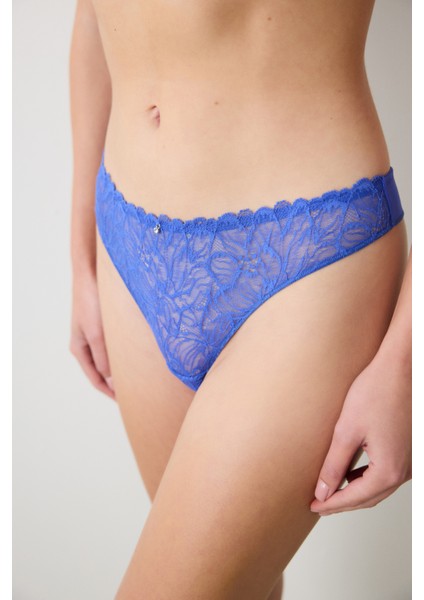 Lace Dantel Saks Mavisi Tanga Külot