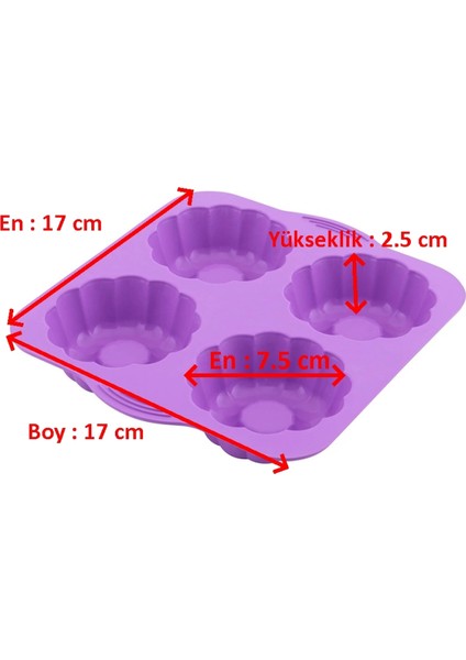 Silikon 4'lü Yonca Kek ve Kurabiye Kalıbı indirimleri