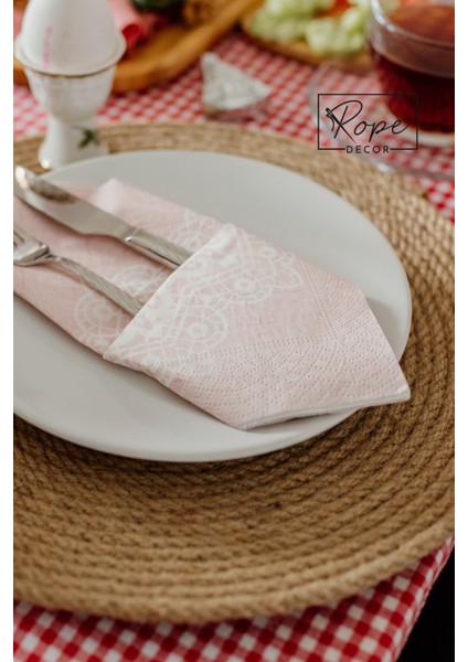 Rope Decor 6 Kişilik Amerikan Servis Hasır Supla 30 cm