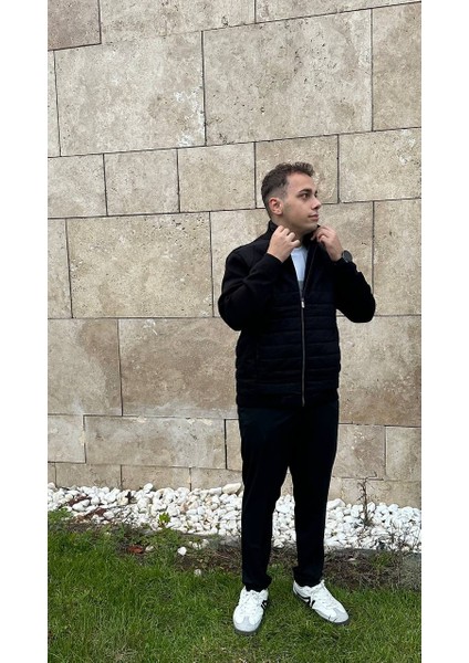 Erkek Triko Kombinli Süet Garni Kapitoneli Bomber Yaka Mont indirimleri