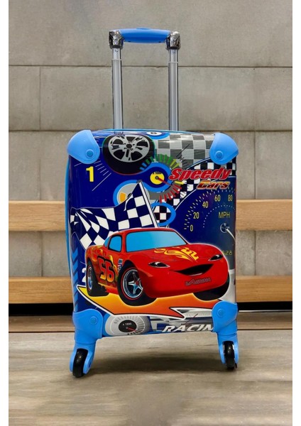 Speedy Cars Man Erkek Çocuk Valizi Mavi