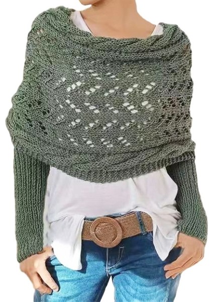 Uzun Içi Boş Çift Kollu Şal Avrupa ve Amerika Sonbahar ve Kış Üst Düzey Çapraz Askısız Kraliyet Örgü Atkı (Yurt Dışından)