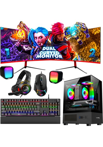 Python I5 10400F 16GB Ddr4 Ram 512GB M.2 Nvme SSD RTX3050 23.6 165Hz Çift Curved Gaming Pc