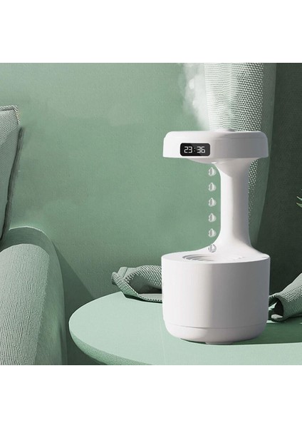 Dijital Ekranlı Humidifier Buhar Makinesi Nemlendirici Aroma Terapi Difüzörü 600 ml Kapasiteli 23X12 cm Ev Ofis Spa Oda Nemlendirici Uyku Kalitesini Artırır K45 Beyaz