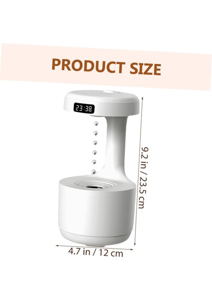 Dijital Ekranlı Humidifier Buhar Makinesi Nemlendirici Aroma Terapi Difüzörü 600 ml Kapasiteli 23X12 cm Ev Ofis Spa Oda Nemlendirici Uyku Kalitesini Artırır K45 Beyaz