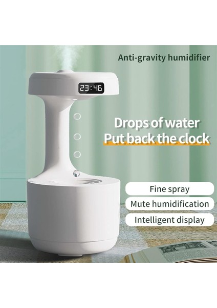 Dijital Ekranlı Humidifier Buhar Makinesi Nemlendirici Aroma Terapi Difüzörü 600 ml Kapasiteli 23X12 cm Ev Ofis Spa Oda Nemlendirici Uyku Kalitesini Artırır K45 Beyaz