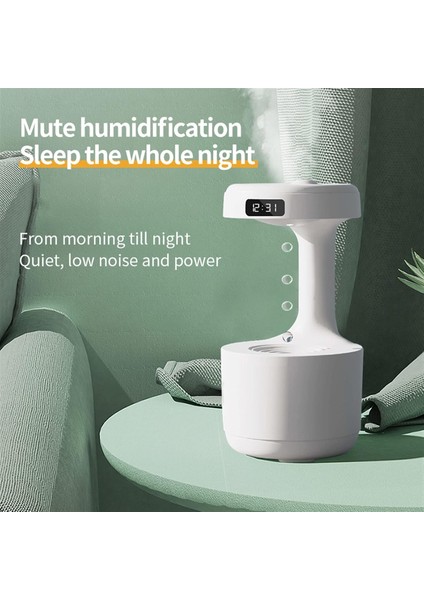 Dijital Ekranlı Humidifier Buhar Makinesi Nemlendirici Aroma Terapi Difüzörü 600 ml Kapasiteli 23X12 cm Ev Ofis Spa Oda Nemlendirici Uyku Kalitesini Artırır K45 Beyaz