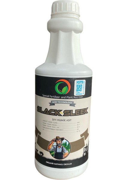 Black Sleek Sıvı Humik Asit 1 Litre Humik Fulvik %14