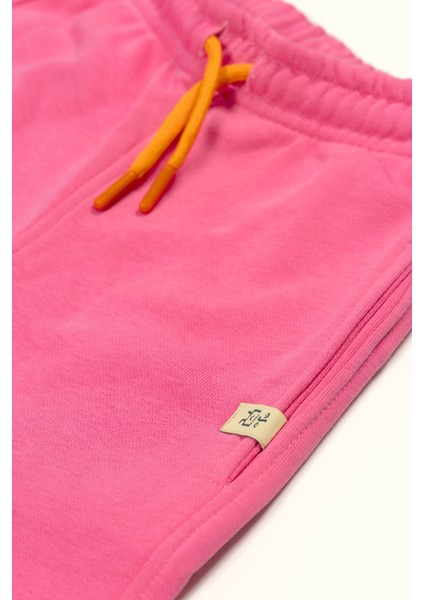 Kız Çocuk Pembe Eşofman Altı - Jogger (Turuncu Kordonlu)