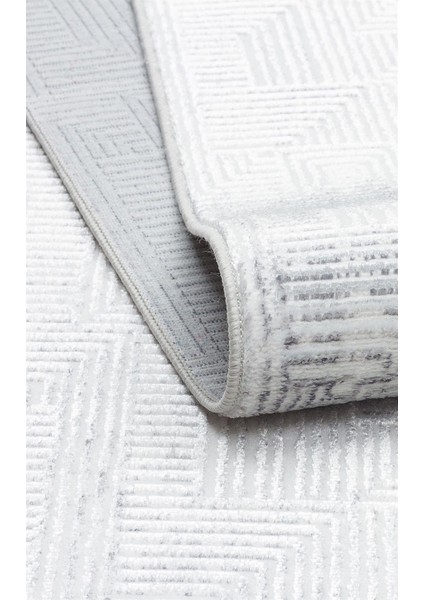 Sateen Koleksiyonu Makinede Yıkanabilen, Kolay Kullanımlı Kaymaz Taban Halı ST109 Krem Gri