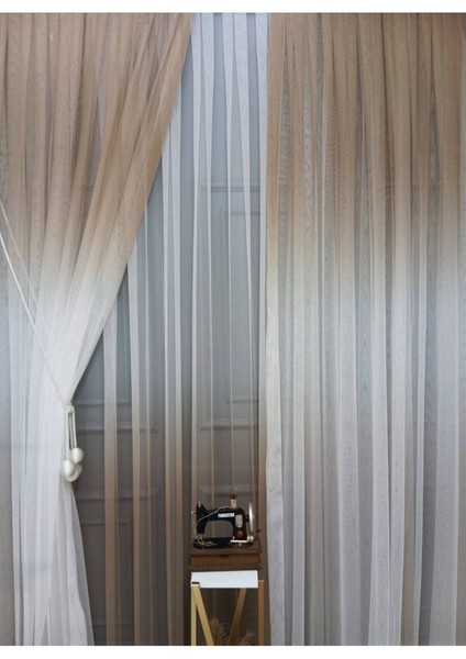 Vizon Renkli Renk Geçişli Değrade Sağ/sol Takım Tül Fon Perde fiyatları