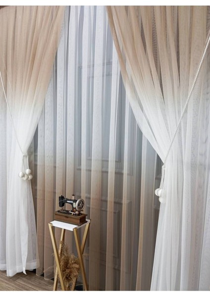 Vizon Renkli Renk Geçişli Değrade Sağ/sol Takım Tül Fon Perde modelleri