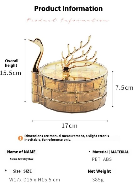 Swan Dream Çok Katmanlı Dönen Masaüstü Mücevher Kutusu (Yurt Dışından)