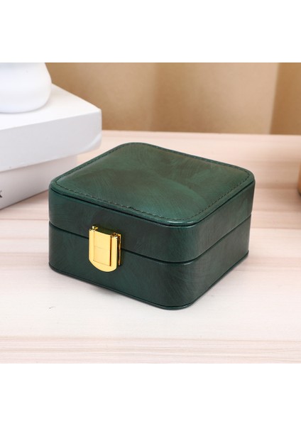 Mini Taşınabilir Çift Katmanlı Deri Takı Saklama Kutusu (Yurt Dışından)