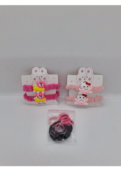 Figürlü Lastik Toka Seti Hello Kitty Arabalı Ayıcık