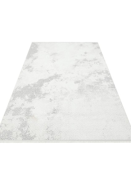 Sateen Koleksiyonu Makinede Yıkanabilen, Kolay Kullanımlı Kaymaz Taban Halı ST108 Krem Gri