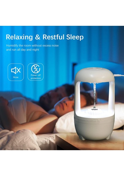 Humidifier Buhar Makinesi Nemlendirici Aroma Terapi Difüzörü 500 ml Kapasiteli 22X13 cm Ev Ofis Spa Oda Nemlendirici Uyku Kalitesini Artırır K43 Beyaz