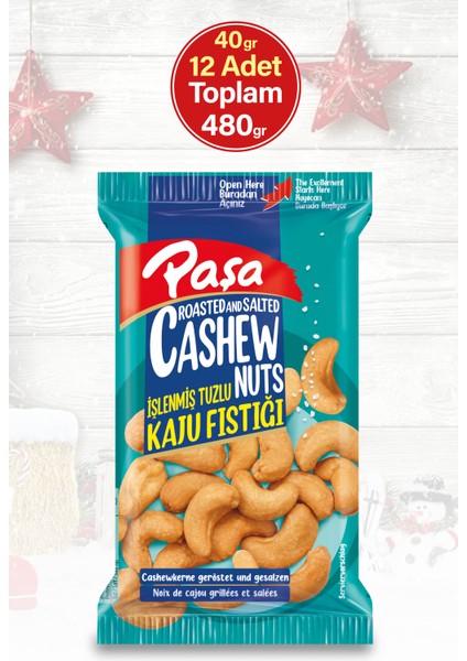 Paşa Kuruyemiş Kaju Fıstığı 40 gr x 12 Adet (Toplam 480 gr)