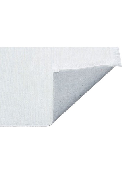 Sateen Koleksiyonu Makinede Yıkanabilen, Kolay Kullanımlı Kaymaz Taban Halı ST09 Beyaz