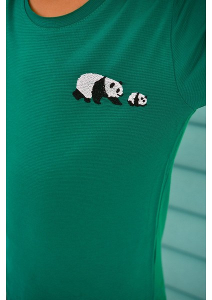 Panda Yeşil Erkek Çocuk Sweatshirt