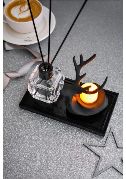 Bambu Çubuklu Oda Kokusu Tea Light Mumluk Seti Hediyelik Dekoratif