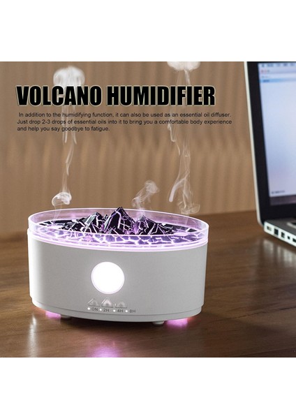 Volkan Aromaterapi Difüzör Humidifier Buhar Makinesi Nemlendirici Aroma Terapi Difüzörü 300 ml Kapasiteli 10X17 cm Ev Ofis Spa Oda Nemlendirici BN17 Beyaz