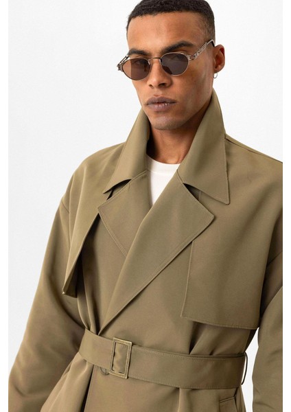 Açık Haki Kruvaze Kapama Kemerli Trençkot indirimleri