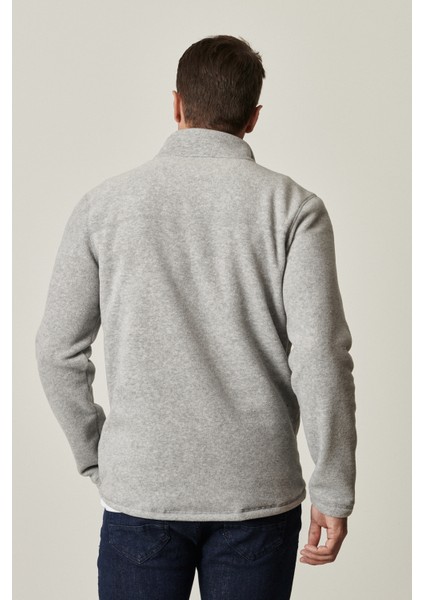 Erkek Gri Anti-pilling Tüylenme Yapmayan Standart Fit Dik Bato Yaka Soğuk Geçirmez Polar Sweatshirt fiyatları