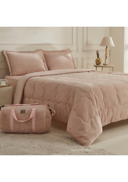 Flufy Çift Kişilik Soft Dream Comfort Set Pudra