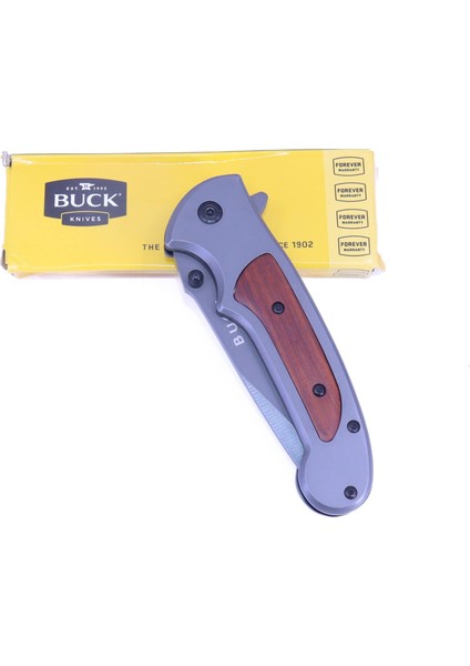 Buck Katlanır Kamp Çakısı Klipsli - Füme